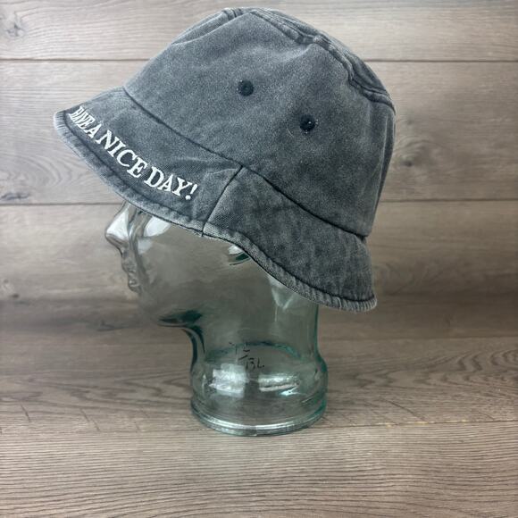 Smiley Originals Have A Nice Day Bucket Hat Black Cotton On Embroidered - Picture 5 of 14